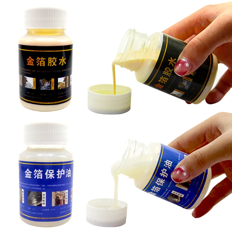 DIY gilding gold leaf experience set gold foil sheet glue gilding tools for metal craft and  painting decoration