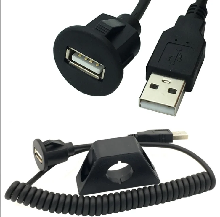 Extension Lead For Car Audio Stereos 1.5M Length Coiled Usb With Mounting Bracket