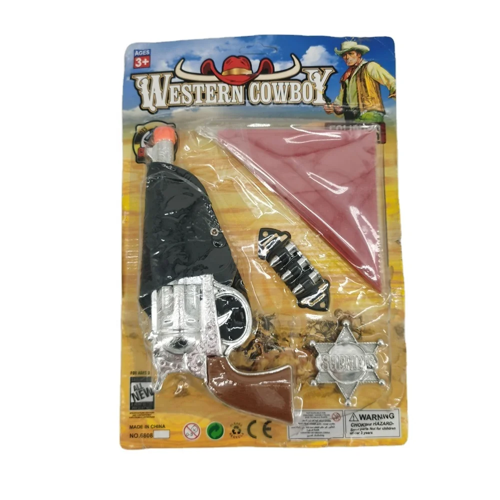 
Pretend Play Western Cowboy Toy Set for Kids Children safety plastic toy set games accessory gift for boys 