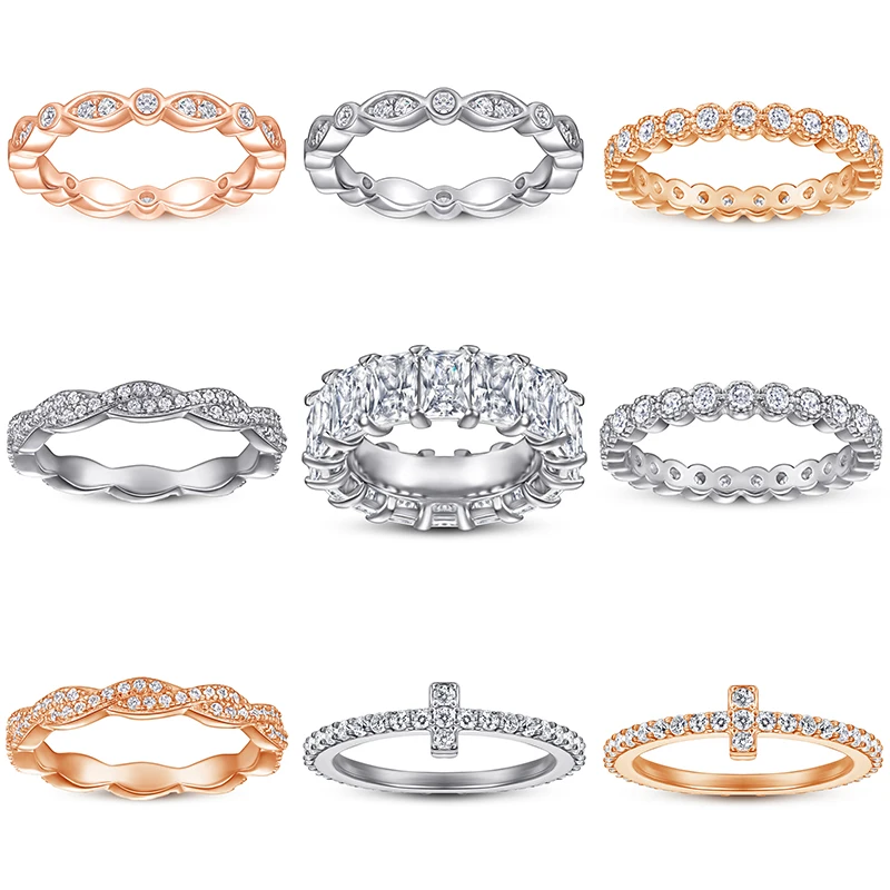 Simple S925 Sterling Silver Wholesale Fine Jewelry Rings Rose Gold Engagement & Wedding Rings For Women gold plated ring