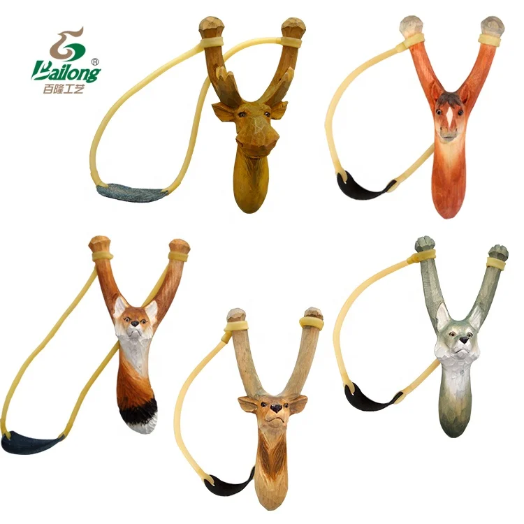 Direct 15 years factory CE standard hand carved catapult animal wooden sling shot