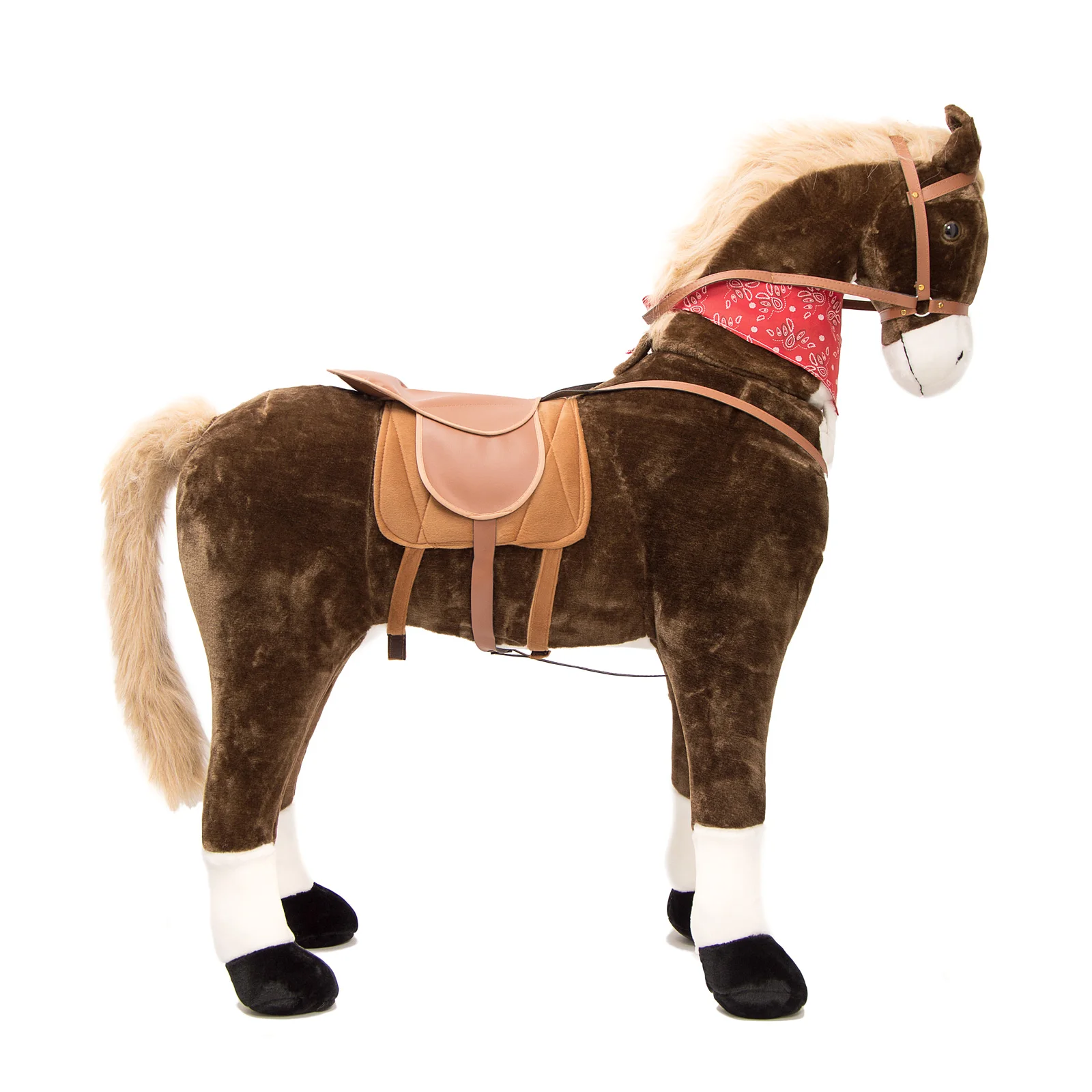 Black colored plush standing horse at 125cm height