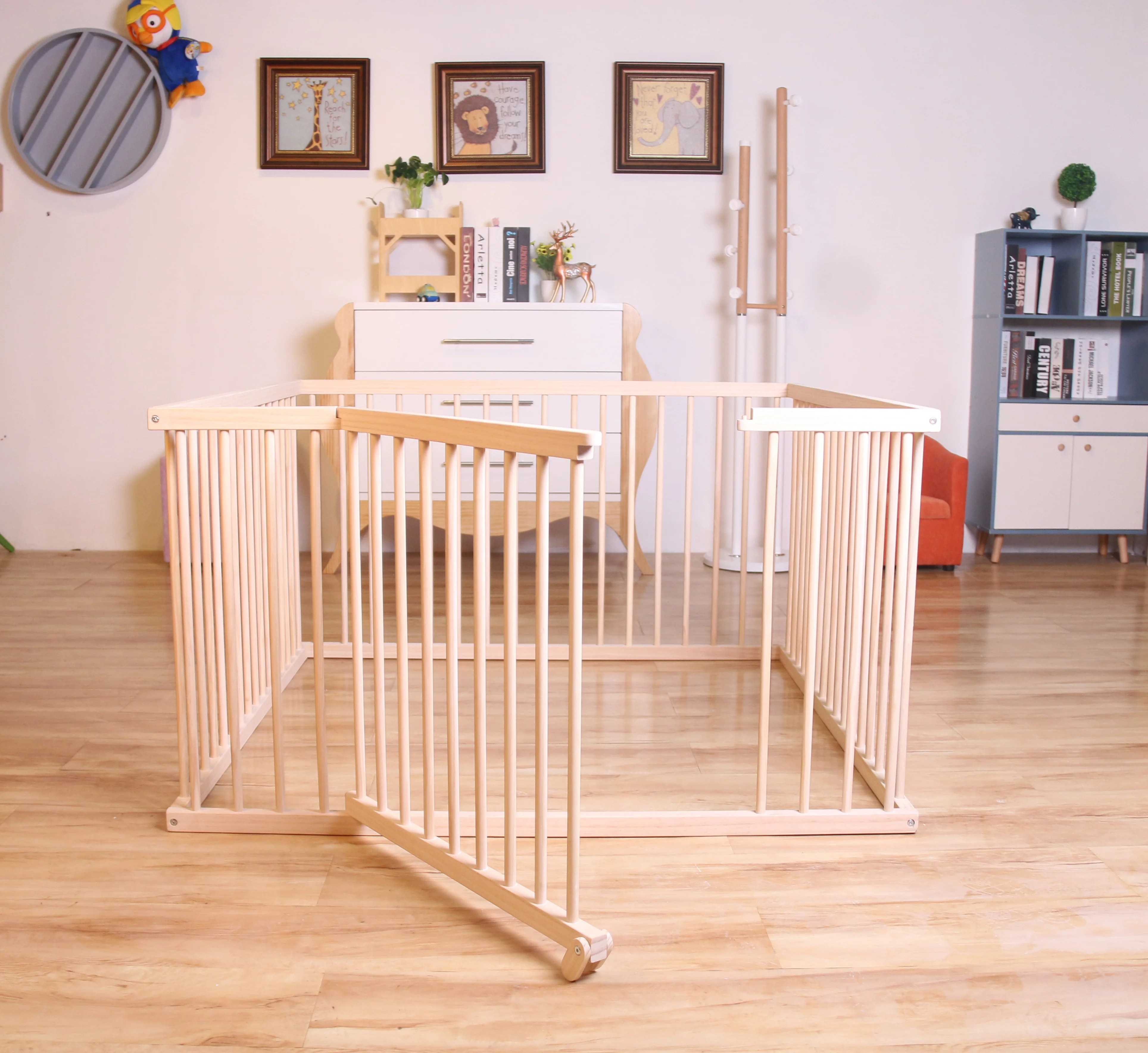 
Nashow LMPP-029 Solid Wood Baby Furniture New Zealand Pine Wood Baby Virgil Playpen 