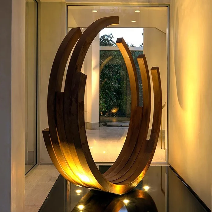 Large Semicircle Corten Steel Abstract Garden Sculpture