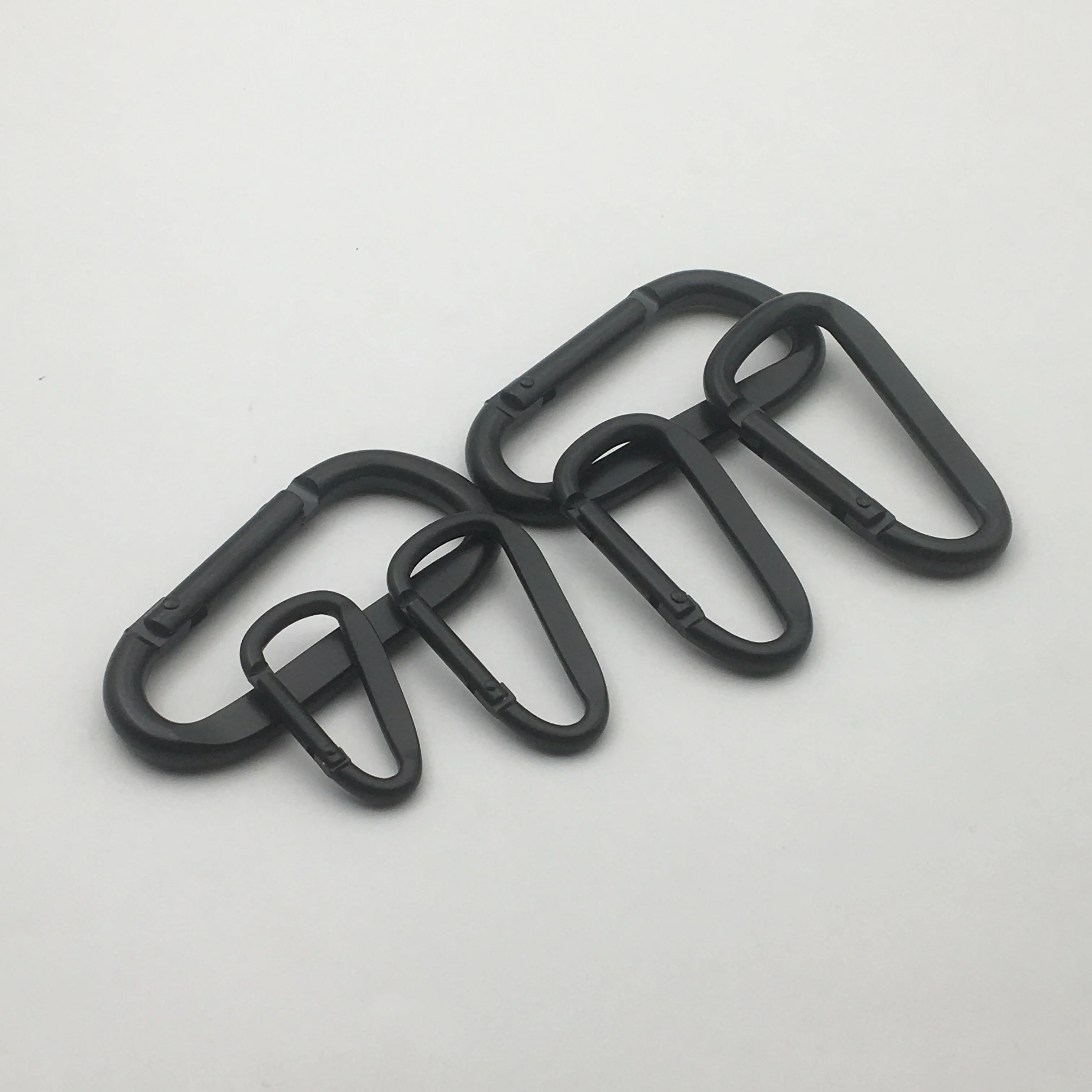 4cm to 8cm flat d shaped custom laser or sprinting logo  all matte black carabiner