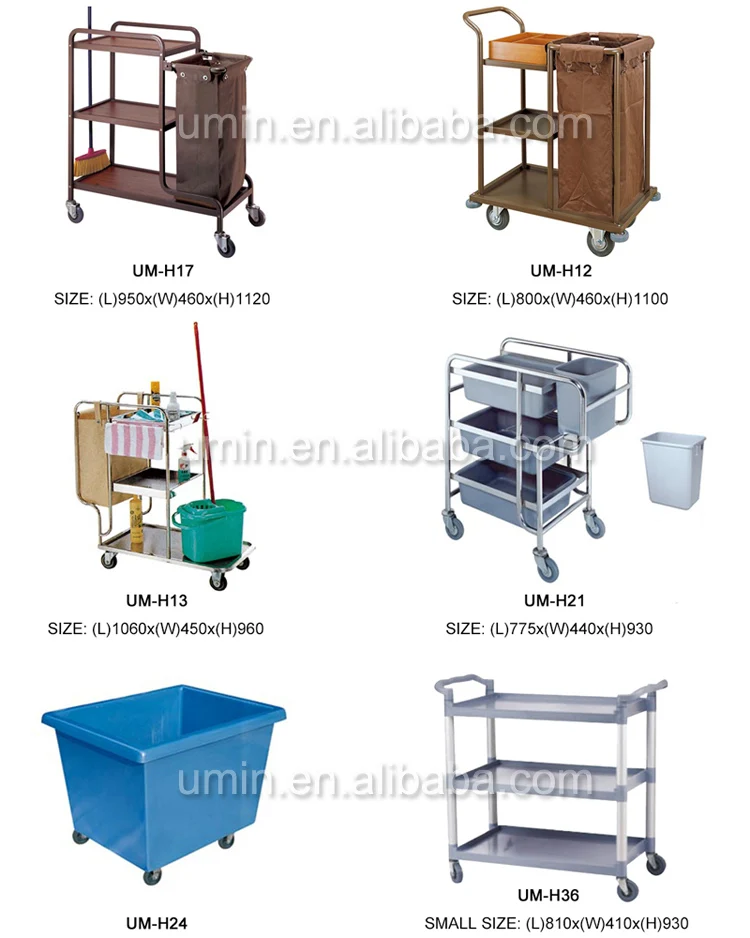 Hotel Stainless Steel Cleaning Trolley Cleaning Cart