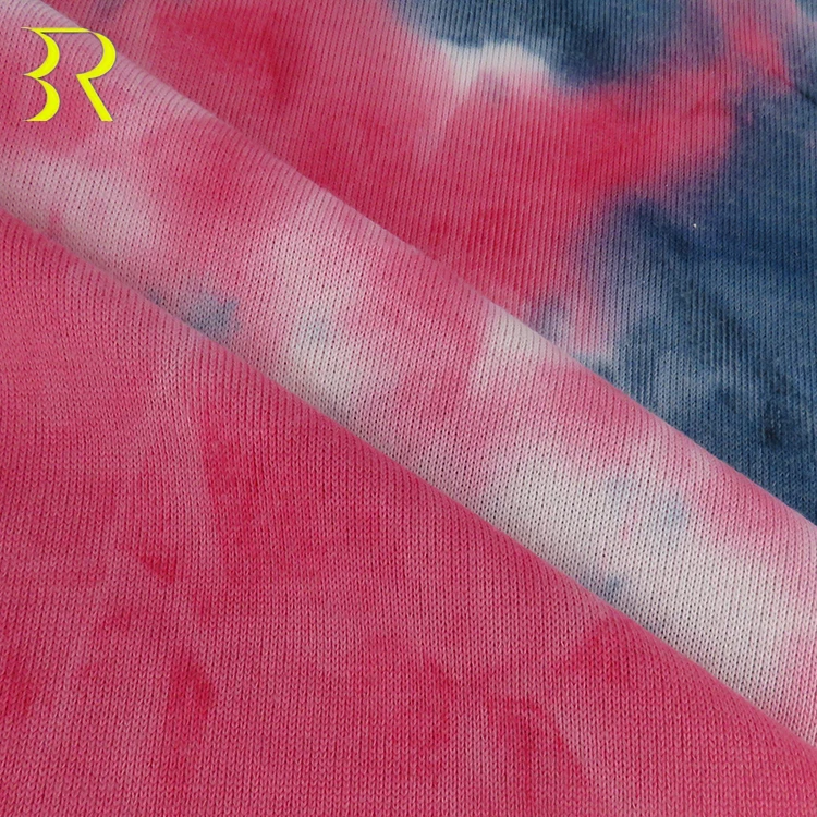 2021 Customized  Knitting Printed 97%P 3%SP Coarse clothing Tie-dyed Fabric for Polo Shirt