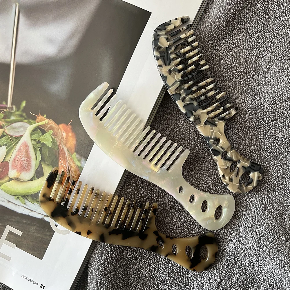 Hot Sale Korean Acid Cellulose Acetate Hair combs with Handle Custom Comb for Women