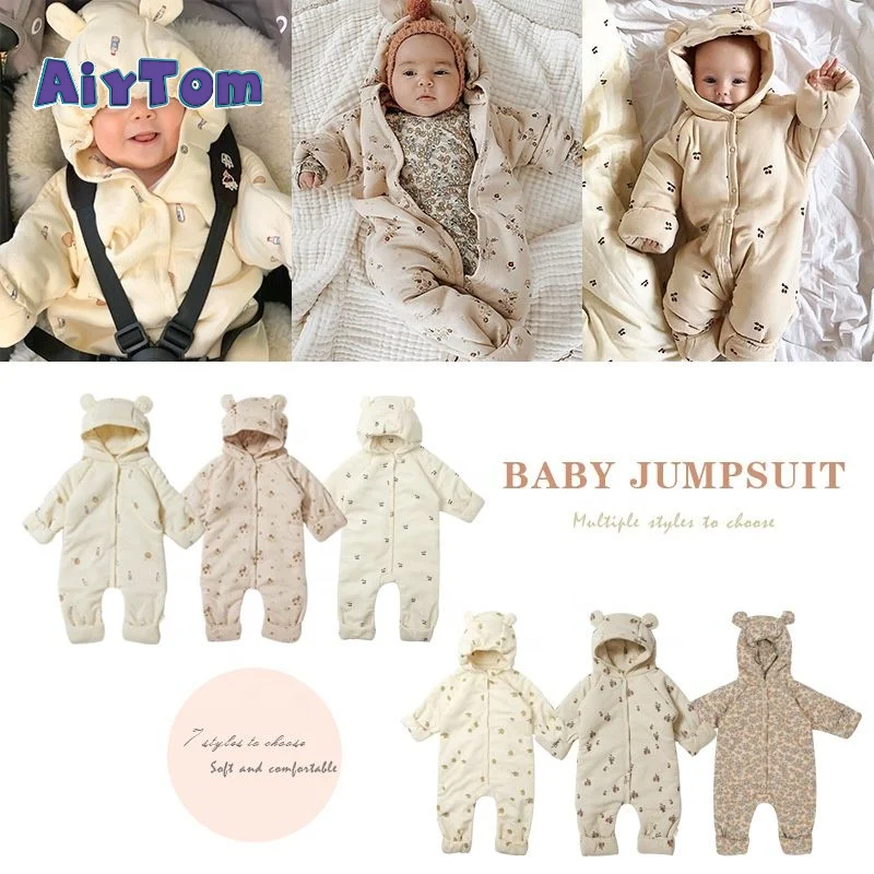 Wholesale New Design Ready To Ship Cotton Soft Winter Baby Romper One  Piece Bear Design Outwear Baby Winter Rompers