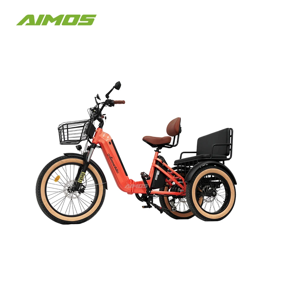 Aimos 500W/1000W  3 Wheel Passenger Electric Bike  7 speed shimano Fat Tire Family Electric Tricycle 3 Wheel Cargo electr bike