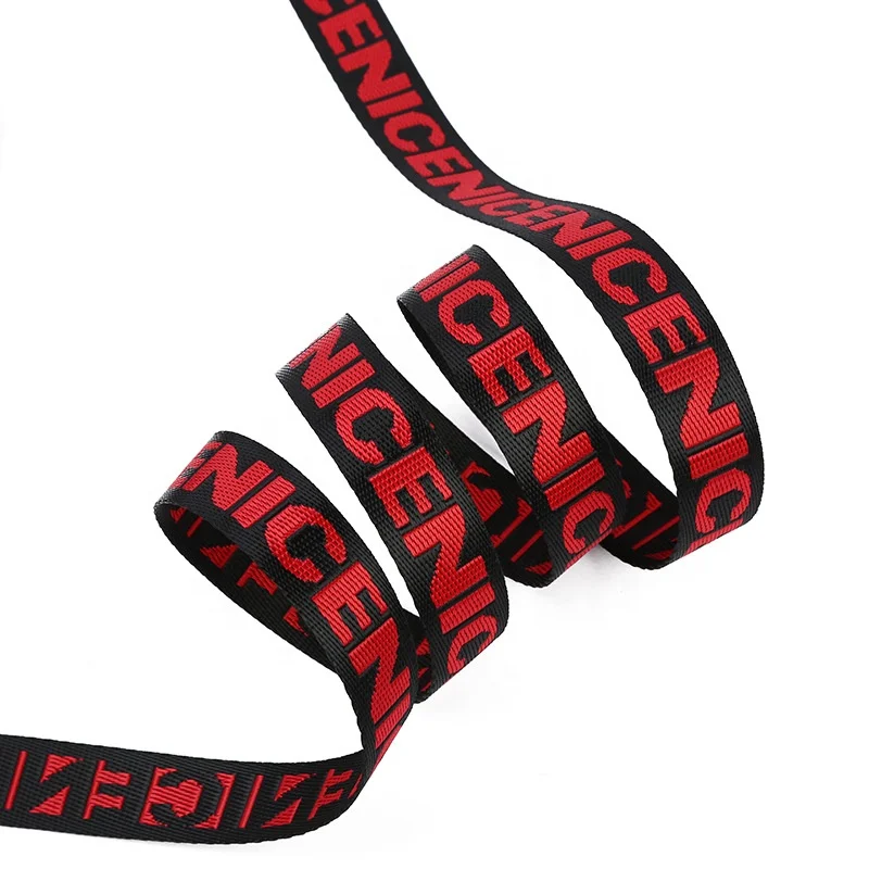 Custom Letter Jacquard Printed Straps Heavy Nylon Webbing For Bags