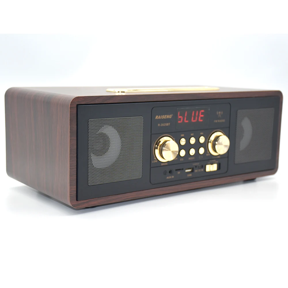 R-2025BT FM-радио, винтажный Ретро античный, отличный звук, горячая распродажа, Деревянный беспроводной BT-динамик