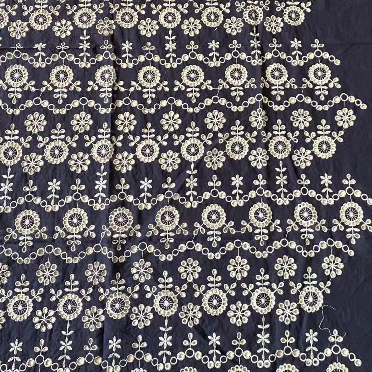 China Textile Custom Hollow Out Colour Fashion 100%Cotton Voile Eyelet Embroidery Fabrics For Women Dress