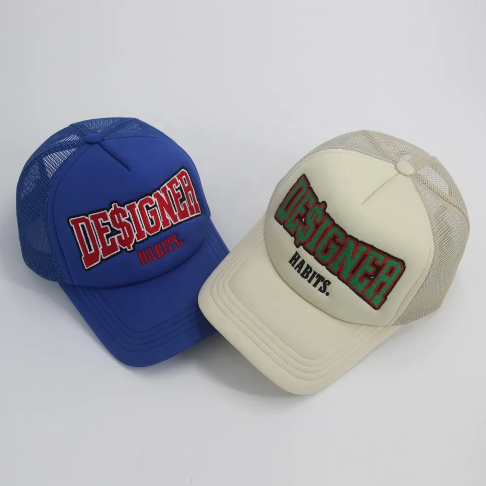 Wholesale 5 Panel Unisex Polyester Embroidery Custom Logo printing Mesh Sports Caps Gorras Casual Foam Blank Trucker Hat