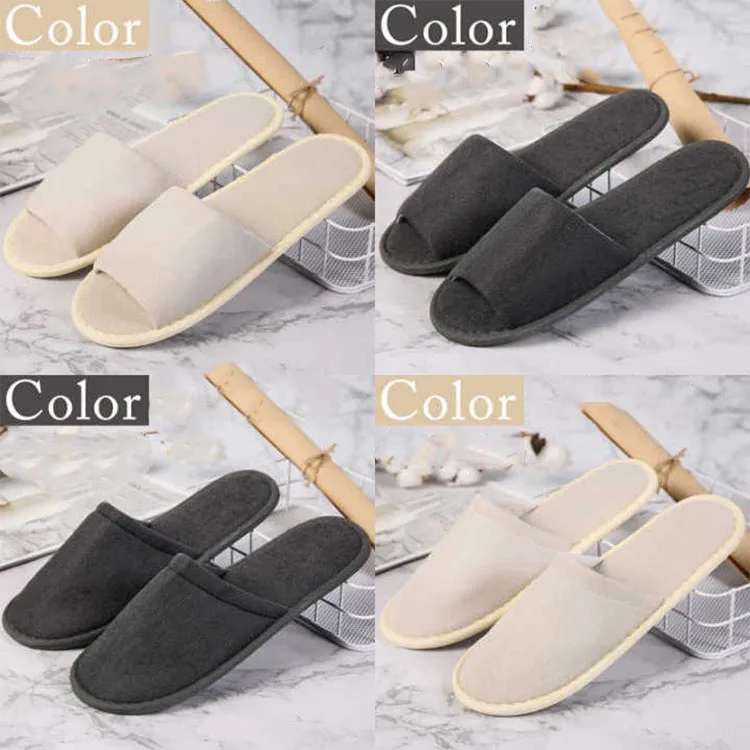 Design best new style environmental fabric cloth slippers open toe disposable hotel slippers