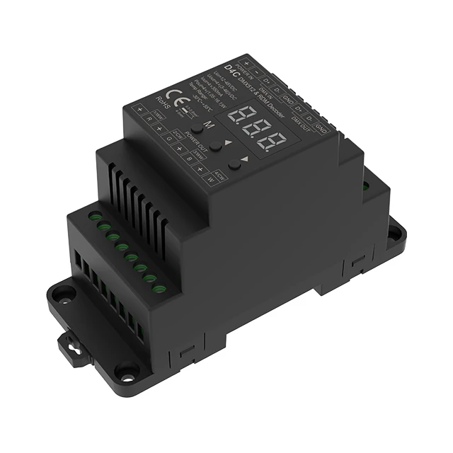 Skydance D4C 12-48VDC 150-500mA 4 Channels Din-rail Constant Current DMX512 RDM Decoder led driver for RGBW led strip