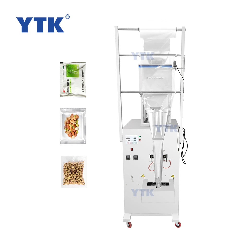 YTK-BP1200T sugar chai patti puff grinding table salt dehydrated vegetable paper bag peanuts making machinery price packing mach