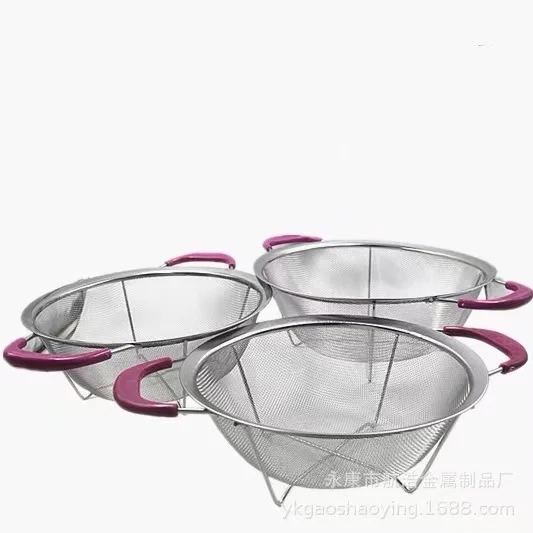 Fruit Vegetable Washing Draining Double Ears Stainless Steel Filter Kitchen Basket