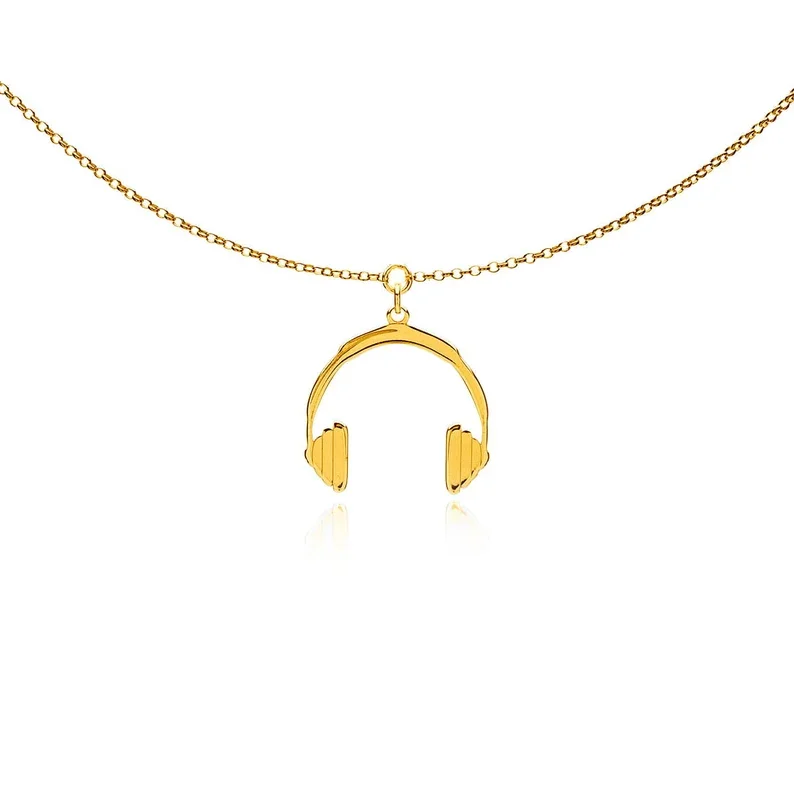 Hot Headphone Necklace Unisex 316l Stainless Steel Pvd 18k Plated Gold Jewelry Musician Singer Necklace Music Lovers