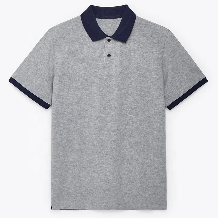 Custom Different Color Collar And Cuff Golf 2 Buttons Regular Fit Polo Shirt Blank Sport Split Hem 100% Cotton Polo T Shirt Men