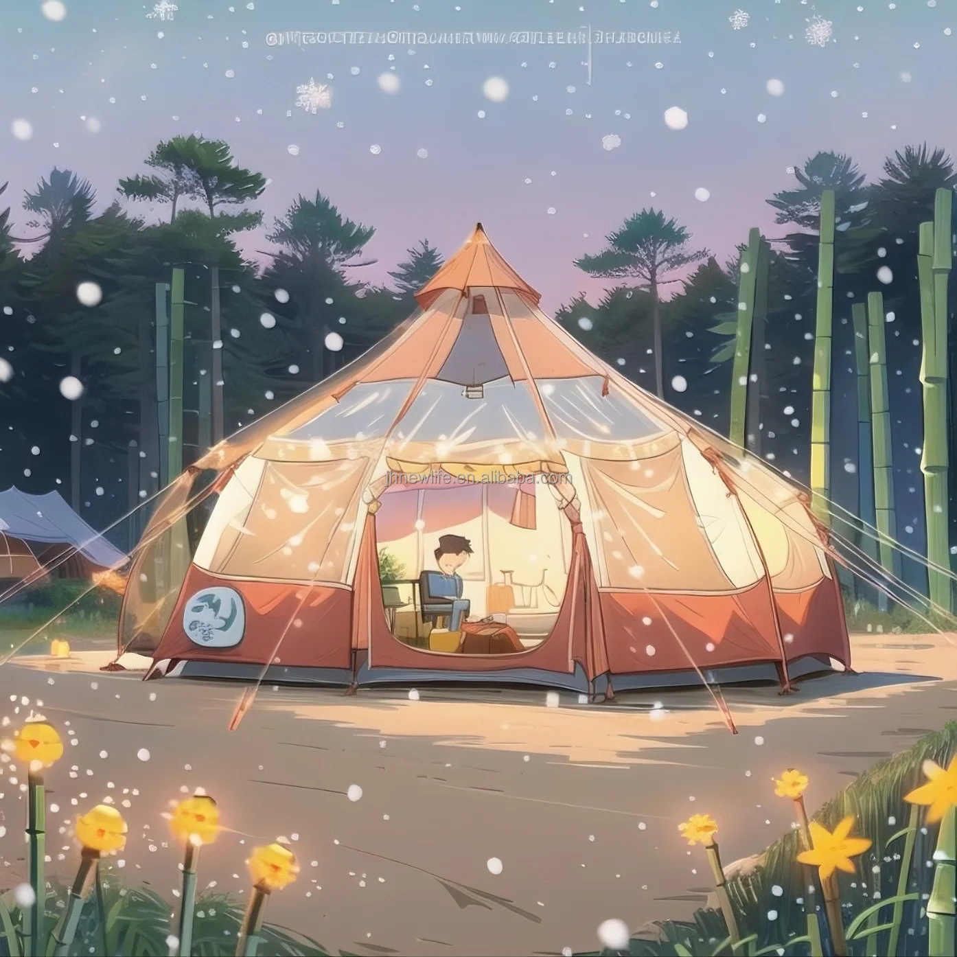 4m 5m 6m Factory Glamping Cotton Canvas Yurt Bell Tent
