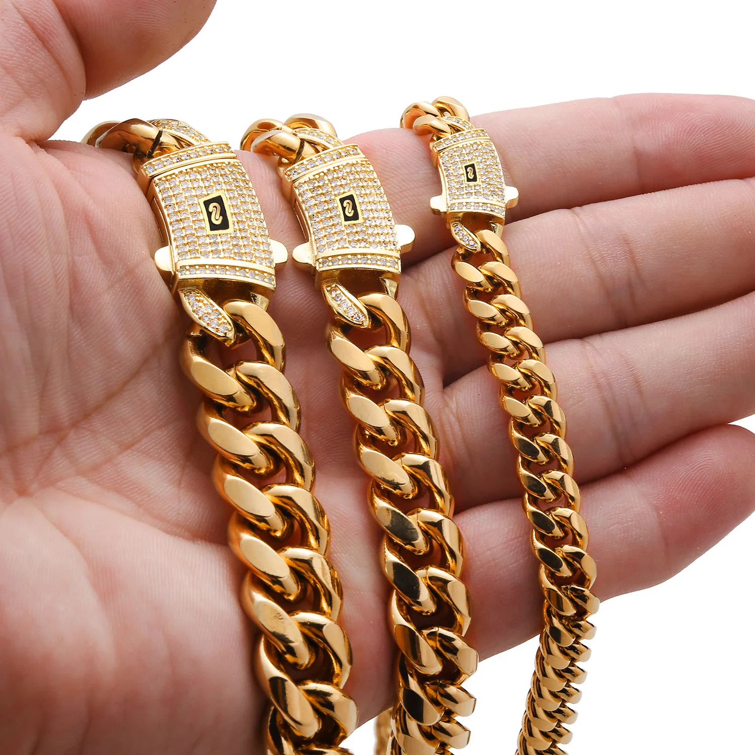 Stainless Steel 6mm 8mm 10mm 12mm 14mm Hip Hop Cuban Link Chain 14k 18k Fashion Monaco Necklace for Men