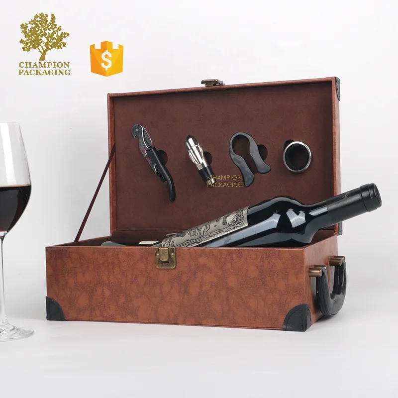 Decorative High Quality Luxury Single Bottle Leather Wine Carry Case
