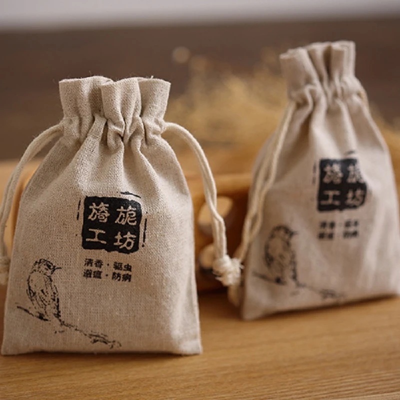 Eco-Friendly Natural Linen Flax Bag with Logo for Tea Packaging