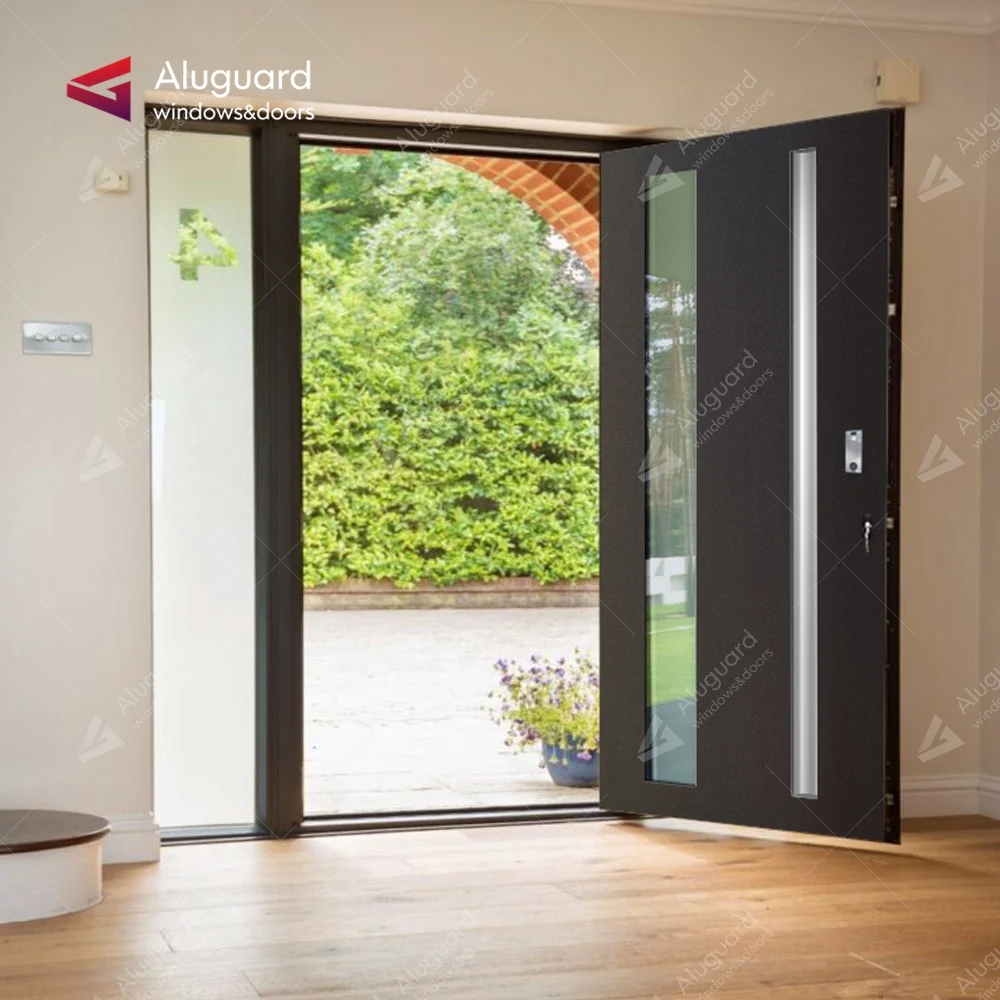 Ураган удар алюминиевая панель Передняя входная дверь цифровой замок изолированный алюминиевый стеклянный профиль Входная Поворотная Главная Дверь