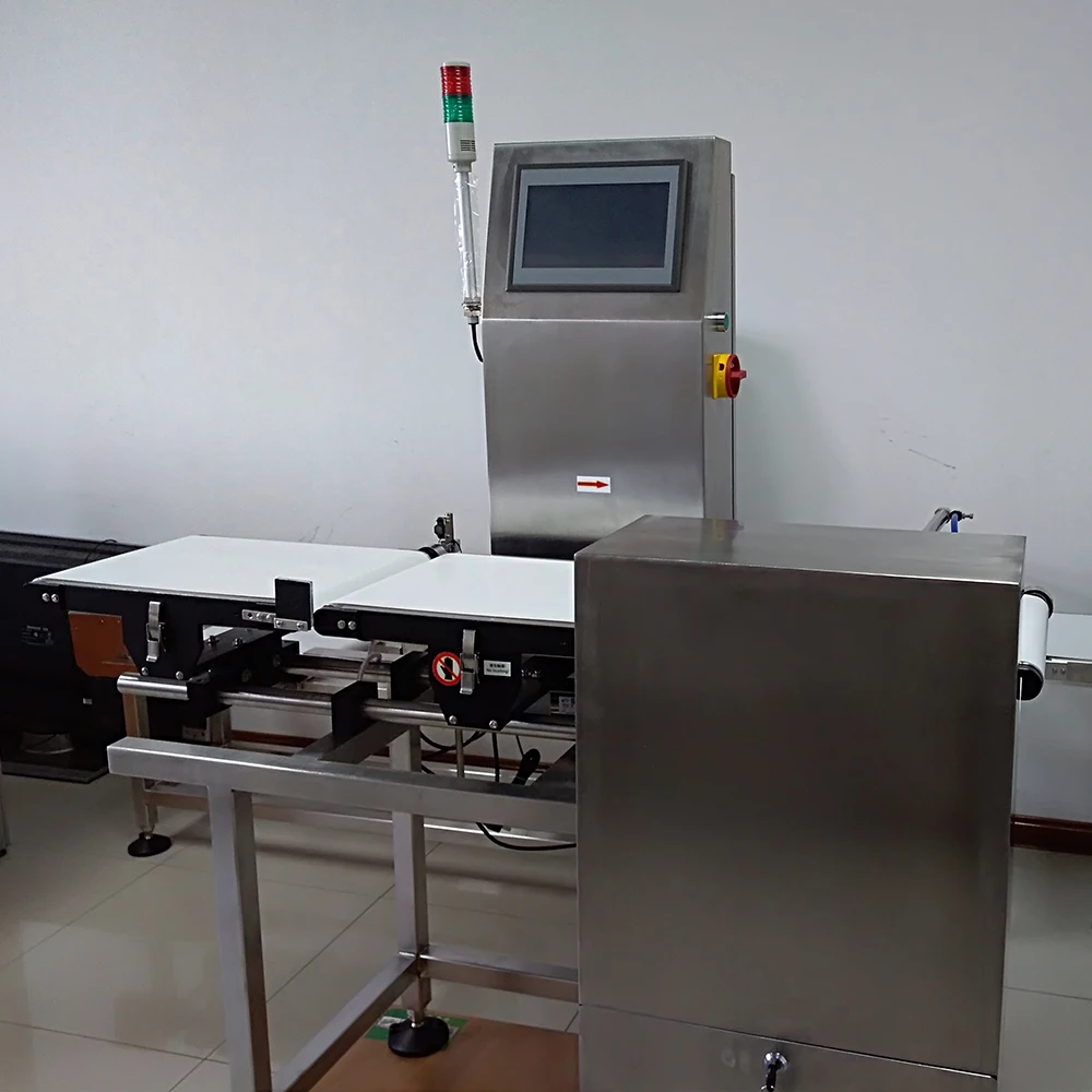 Automatic belt conveyor dynamic check weigher for food industry with pusher