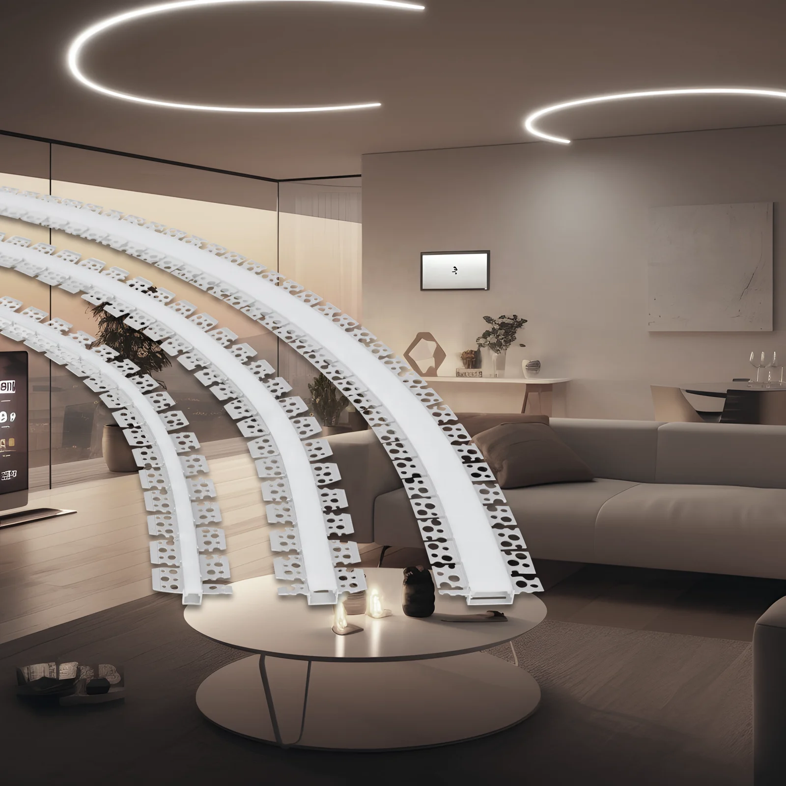 Led Aluminum Profile For Ceiling Flexible Led Drywall Keel Channel Recessed Plaster In Led Profile 3m