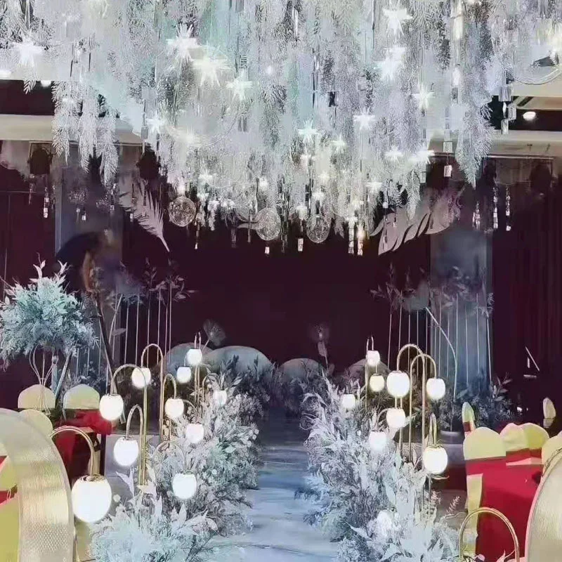 New wedding walkway props three head crystal road leading light stand with string lights runway for party event venue decoration