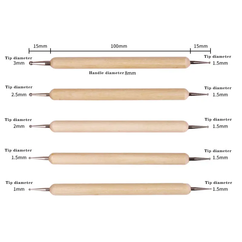 Factory direct sales high quality wooden handle tools wholesale dotting tools nail set