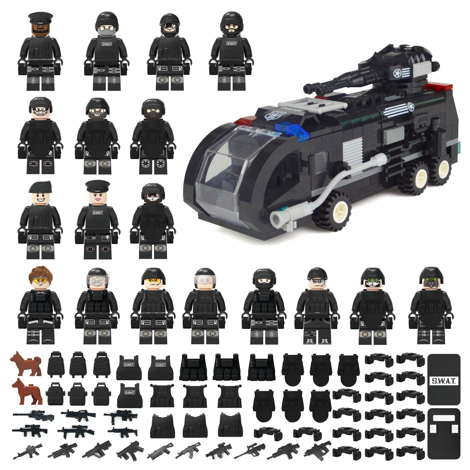 Military blocks Ghost Camouflage Special forces vest belt weapon Mini Building Block Toys for Kids