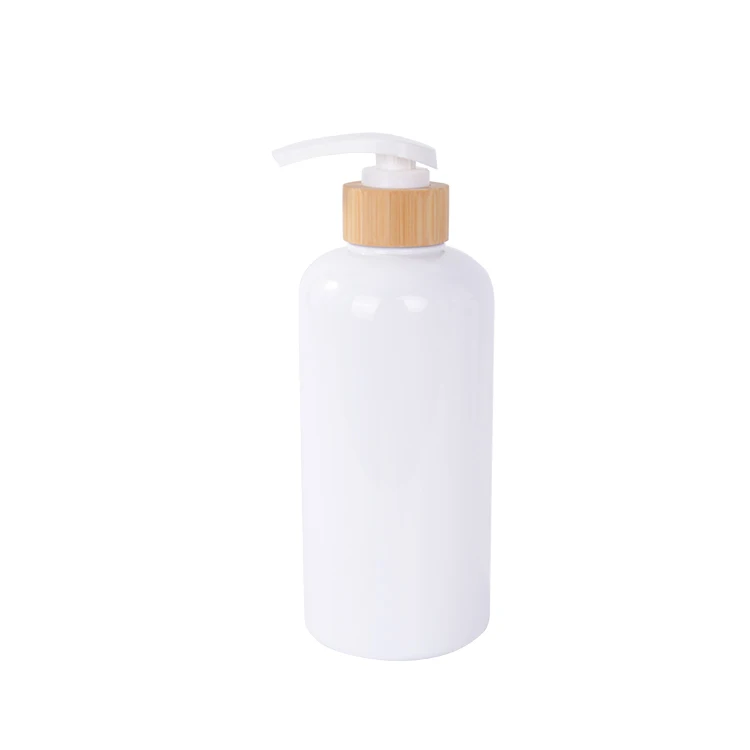 Luxury Transparent Bamboo Pump Empty Shampoo Shower Bottles For Body