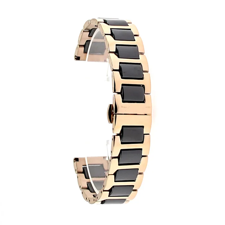 14mm 16mm 18mm 20mm 22mm Quick Release Butterfly Buckle Deployment Clasp Stainless Steel Ceramic Bracelet Watch Strap Band