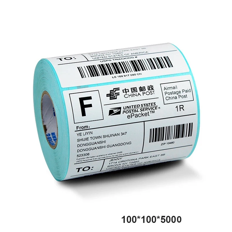 Factory Direct Waterproof 100*150 Thermal Shipping Label Adhesive Thermal Paper Sticker Roll for Logistic