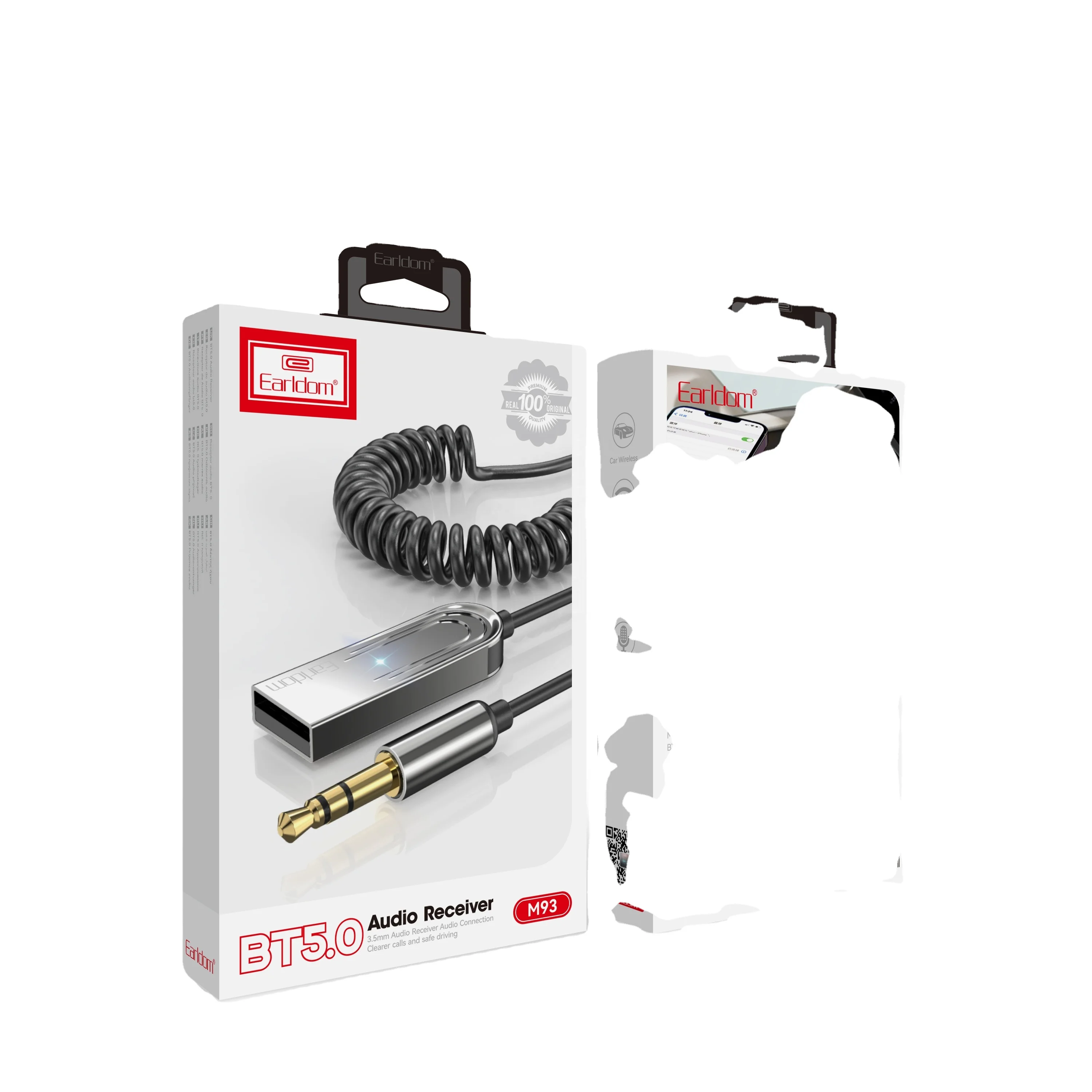 EARLDOM Usb Bt5.0 Receiver Transmitter 3.5mm Aux Car Stereo Music Audio Fm Transmitter Tv Bluetooth Transmitter Receiver