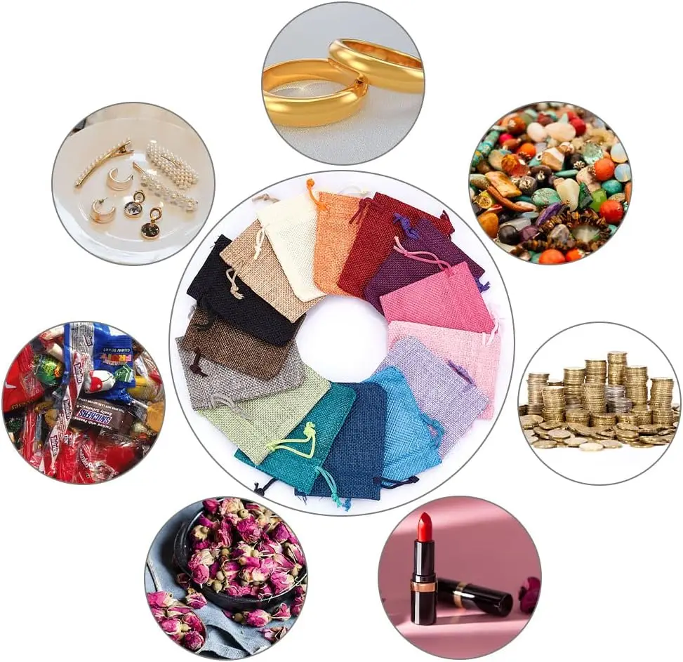 Fast Delivery Natural Hemp linen Drawstring Bags Wholesale Burlap Gift Drawstring Pouch Jute Bags with String 13*18cm