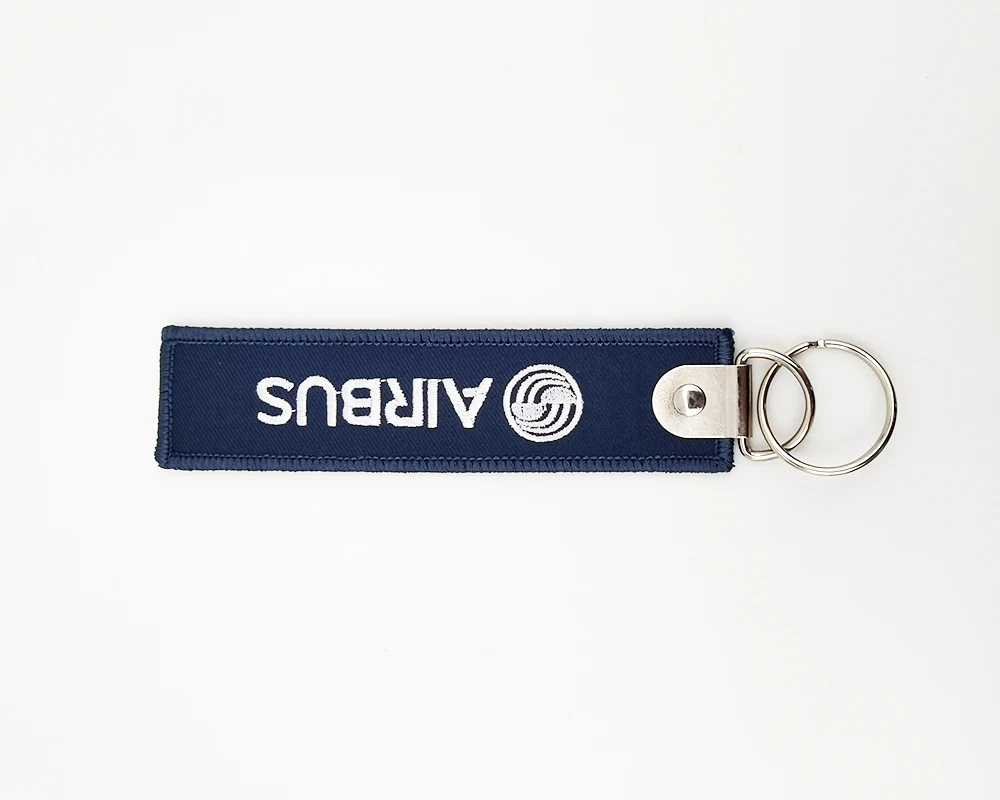 Custom  Logo Fabric Embroidery woven keychains Whistles Lanyard Motorcycle carabiner clip Keychain custom key chains