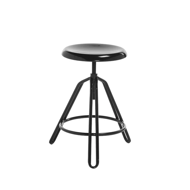 Simple Design Backless Round PVC Seat Bar Stool with Footrest