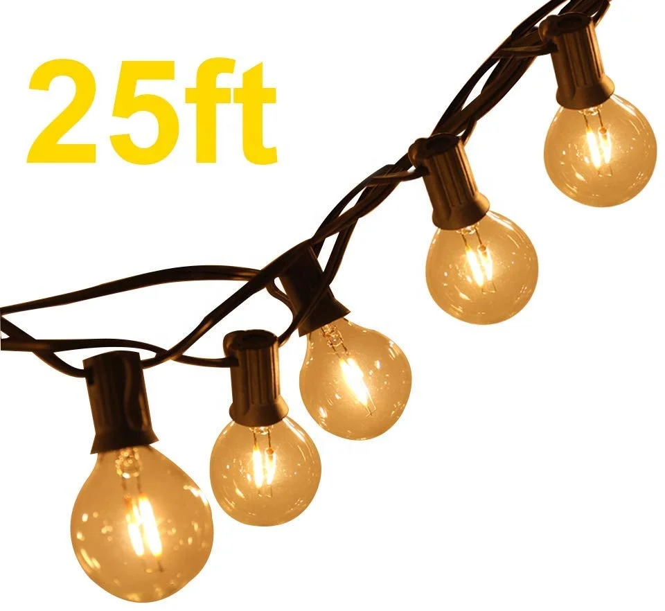 25ft led string light 23pcs G40 led bulbs 2 extra bulbs included warm white decoration light for outdoor backyard patio
