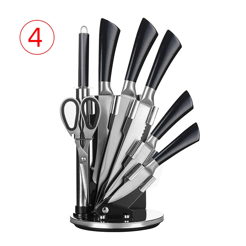 High-end Amazon Hot-sale 8 Pieces Hollow Handle Damascus Stainless Steel Kitchen Knife Set Knives Set With Acrylic Holder