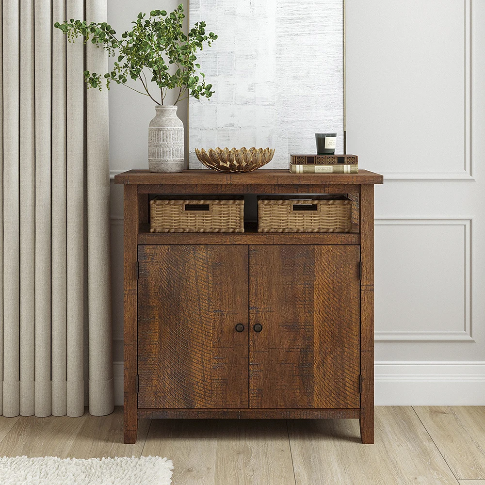 Dinning Furniture Wooden Natural Wicker Drawer Storage Cabinet Sideboard Cabinet