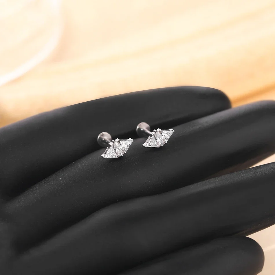 Gaby jewelry custom astm f136 titanium piercing de titanio 16g 1.2 internal thread labret helix tragus lobe flat back earring