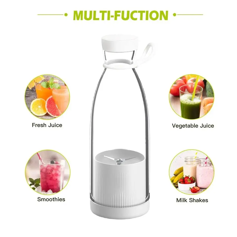 Rechargeable Smoothie Mixer Extractor Electric Fruit Juice Bottle Mini Portable Fresh Juicer Blender Personal Travel Sports Car