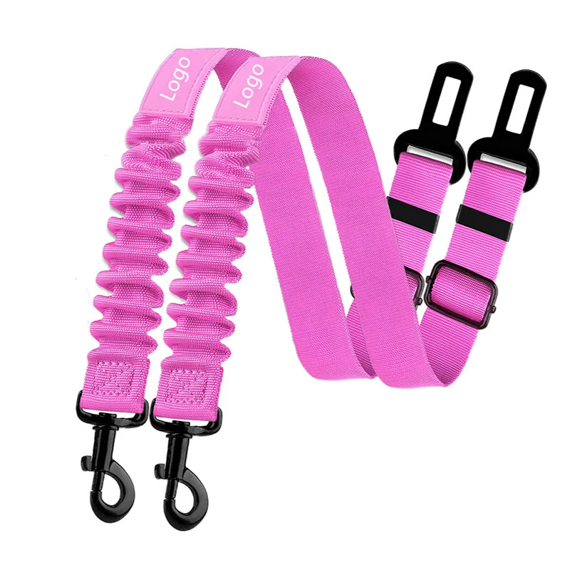 Retractable Seatbelts Adjustable Pet Seat Belt for Vehicle Nylon Pet Safety Heavy Duty Elastic Durable Car Harness for Dogs