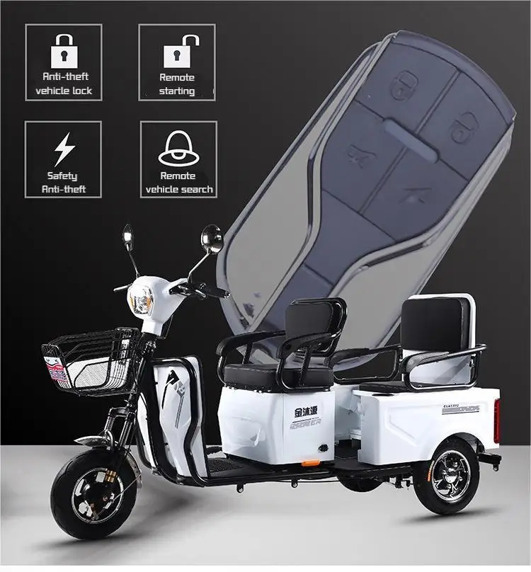 800W 3-Wheel Electric Motorcycle Tricycle for Adults Steel Electric Tricycles 48v Motorized Driving Passenger Electric Tricycle