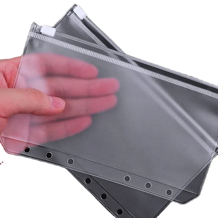Wholesale A5 A6 A7 Waterproof Clear PVC Envelope File Box Document Bag Zipper Pouches with Zip Lock and Ring Holes