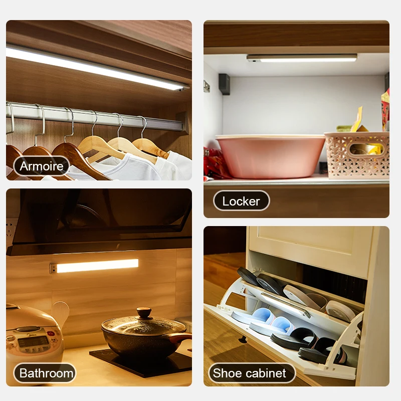 Rechargeable Motion Sensor cabinet lighting wireless undercounter led Night light for kitchen, Wardrobe, wine cabinet, closet